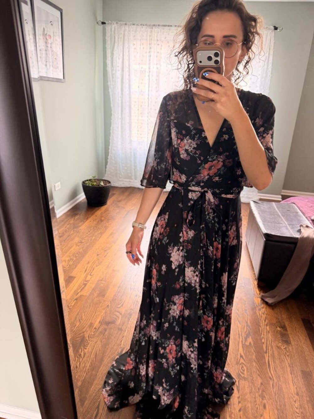 Floral V-Neck Wrap Maxi Dress